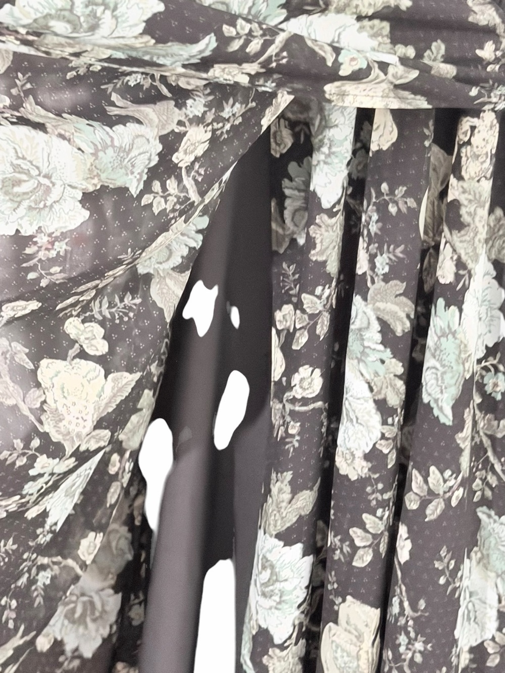 Floral V-Neck Midi Dress in Black and Mint - Picture 5 of 6
